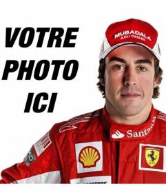 Photomontage dans lequel vous apparaissez sur une photo avec Fernando Alonso, pilote Ferrari