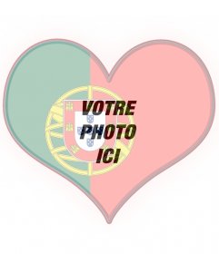 Drapeau du Portugal en forme de coeur avec votre photo 