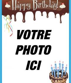 Carte Joyeux anniversaire avec le bord de chocolat fondu 