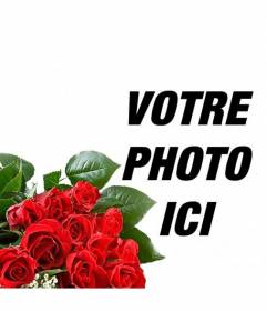 Ajoutez vos photos un bouquet de rose romantique de donner à votre amant et ajouter du texte en ligne