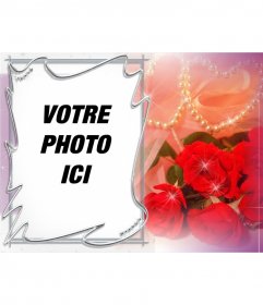 Carte postale pour la Saint Valentin personnalisable avec une photo de roses et de perles