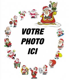 Joli cadre avec divers Père Noël pour décorer les photos 