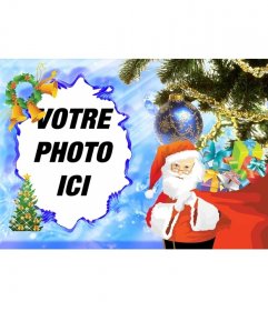 Illustré carte de Noël avec le Père Noël pour décorer vos photos en ligne