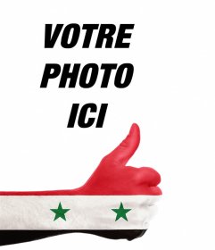 Main avec drapeau de la Syrie pour ajouter votre photo en ligne