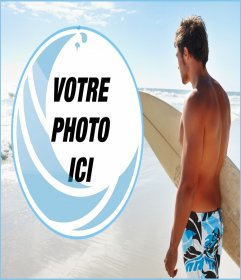 Collage avec votre photo et un surfeur sur la plage