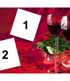 Romantique carte damour avec deux verres de vin pour éditer gratuitement 