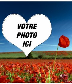Carte de mettre votre photo dans un coeur dans un champ de fleurs