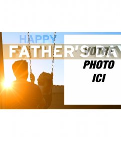Félicite Fête des pères avec cette carte postale au coucher du soleil sur une balançoire