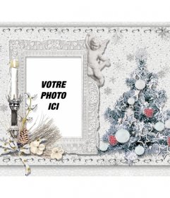 Carte de Noël à personnaliser avec votre photo, un arbre et une bougie