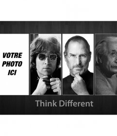 Photomontage avec John Lennon, Steve Jobs et Albert Einstein. Think different