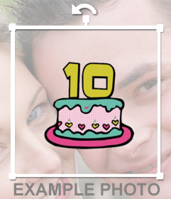 Autocollant dun gâteau avec le numéro 10 pour décorer vos photos pour 