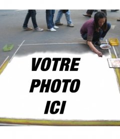 Photomontage pour insérer votre image dans le plancher peint par un artiste de rue