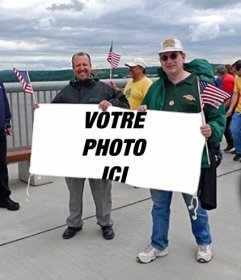 Photomontage de mettre votre photo sur la bannière se tient deux ventilateurs des États-Unis