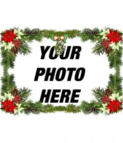 Photo frame with christmas tree ornaments that you can use as a Christmas greeting