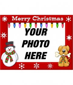 Edge for decorating photos with the phrase Merry Christmas and colored lights