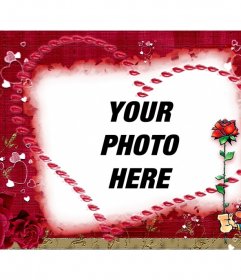 Love postcard to put a photo inside a heart. Take a rose and heart