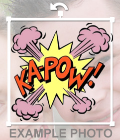 Original sticker of an explosion and the phrase KA POW to paste in your photos