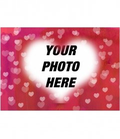 Heart photo photo frame to put your picture in the background. Pink background with many hearts. Ideal for lovers