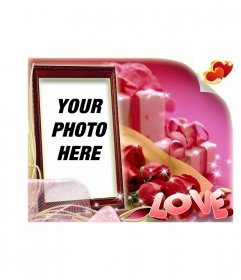 Valentine"s Day box-shaped and pink background with the text LOVE