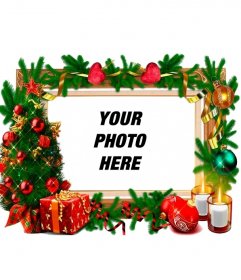Photo frame with Christmas decorations