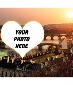 Postcard with a picture of Prague to put your picture heart shaped