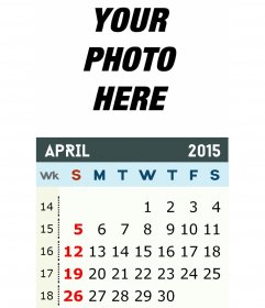 2015 Monthly Calendar: April
