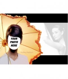 Photomontage of Audrey Hepburn in a famous image of him