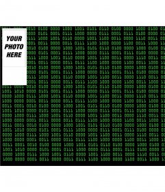Background of binary numbers like matrix with a customizable photo