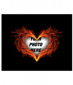 Photo frame heart shaped burning where you can put your background photo