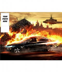 Put on your twitter photo of a burning race car along with your picture on the side