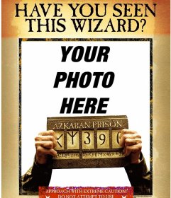 Montage of a "WANTED" poster in wizard version