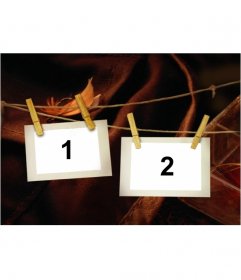 Photo montage of two photos hanging on a clothesline with clips