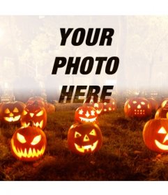 Halloween Collage to superimpose a photograph you upload to one of a bright orange