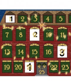 Original Advent calendar of a house decorated to add your photos 