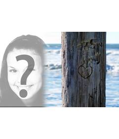 Put the photo you want next to a tree where there is carved a heart. Ideal for a postcard