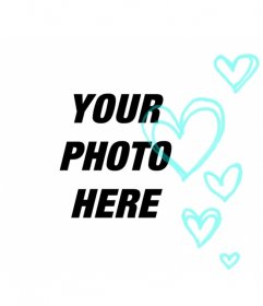 Create a romantic collage with turquoise hand drawn hearts on your photo