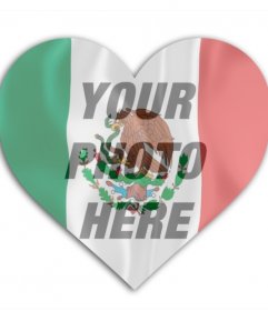 You can insert a photo in this heart with the flag of Mexico in the background