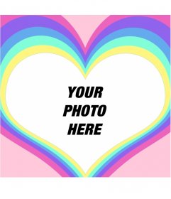 Photo frame of a heart with a rainbow