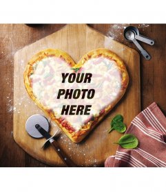 Effect online to put the image queiras heart-shaped pizza
