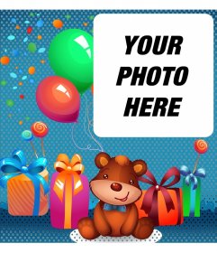 Children"s birthday eCard with a teddy bear