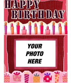 Birthday Card to make online and add a photo at background