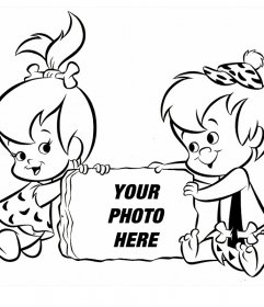 Photo effect for children with Pebbles and Bam Bam from Flintstones