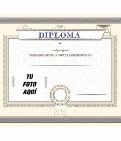 Customizable diploma of an achievement, proudly presented to the person you want in which you can place a photo and text