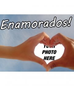 Photo montage in which your photograph is framed within a heart made with hands