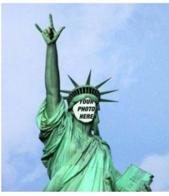Photomontage in which you will put your face on this peculiar Statue of Liberty