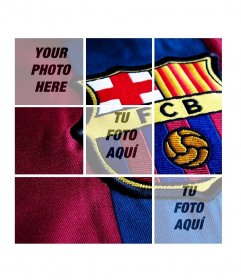 Collage with FC Barcelona badge that you can personalize with 3 photos