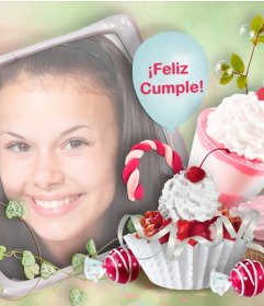 Birthday greeting to personalize with your photo and some ice cream
