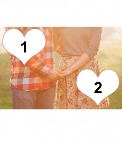 Collage of love for two photos with a couple clasping hands 