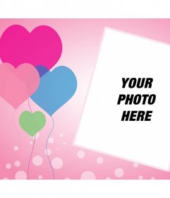 Love card with hearts balloons where you can add your photo
