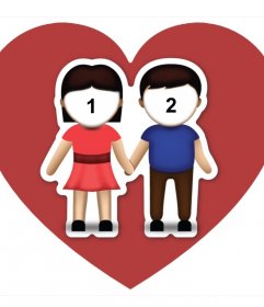 Photo effect of love with the emoji of the couple where you can upload two pictures